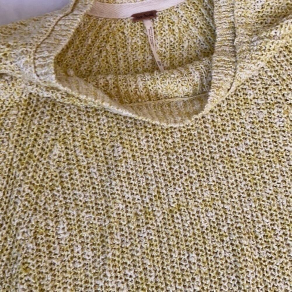 Free People Lemon Yellow Long Sleeve Crew Neck Sweater XS - Picture 5 of 5